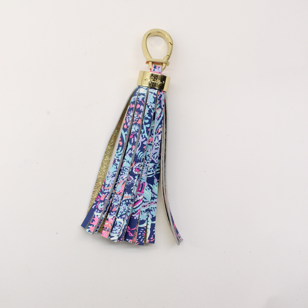 Lilly Pulitzer gold purple teal tassel with clip